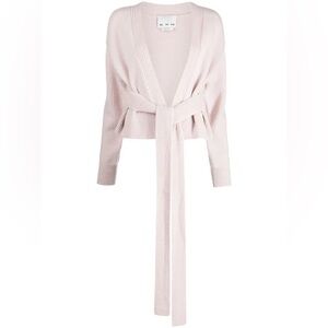 SA SU PHI tied waist wool cashmere cardigan in light pink wrap